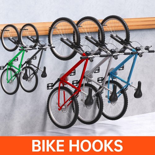 GURADESIGN Heavy Duty Bike Hooks - 8-Pack, 100 LBS Capacity, 6 Inch for Garage Wall & Ceiling