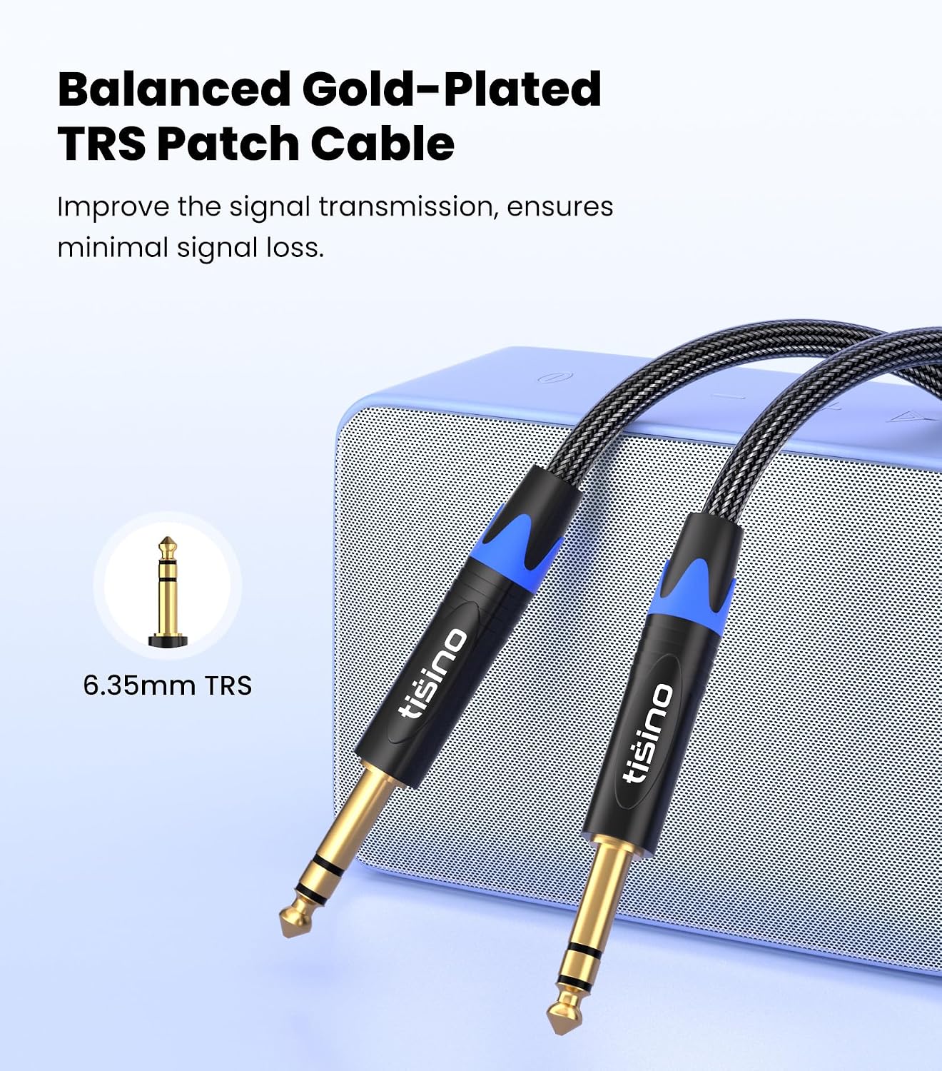1/4 inch inch 1/4 3 Tisino TRS Cable, Quarter TRS Balanced Stereo Audio Cable Male to Male Pro Interconnect Cable