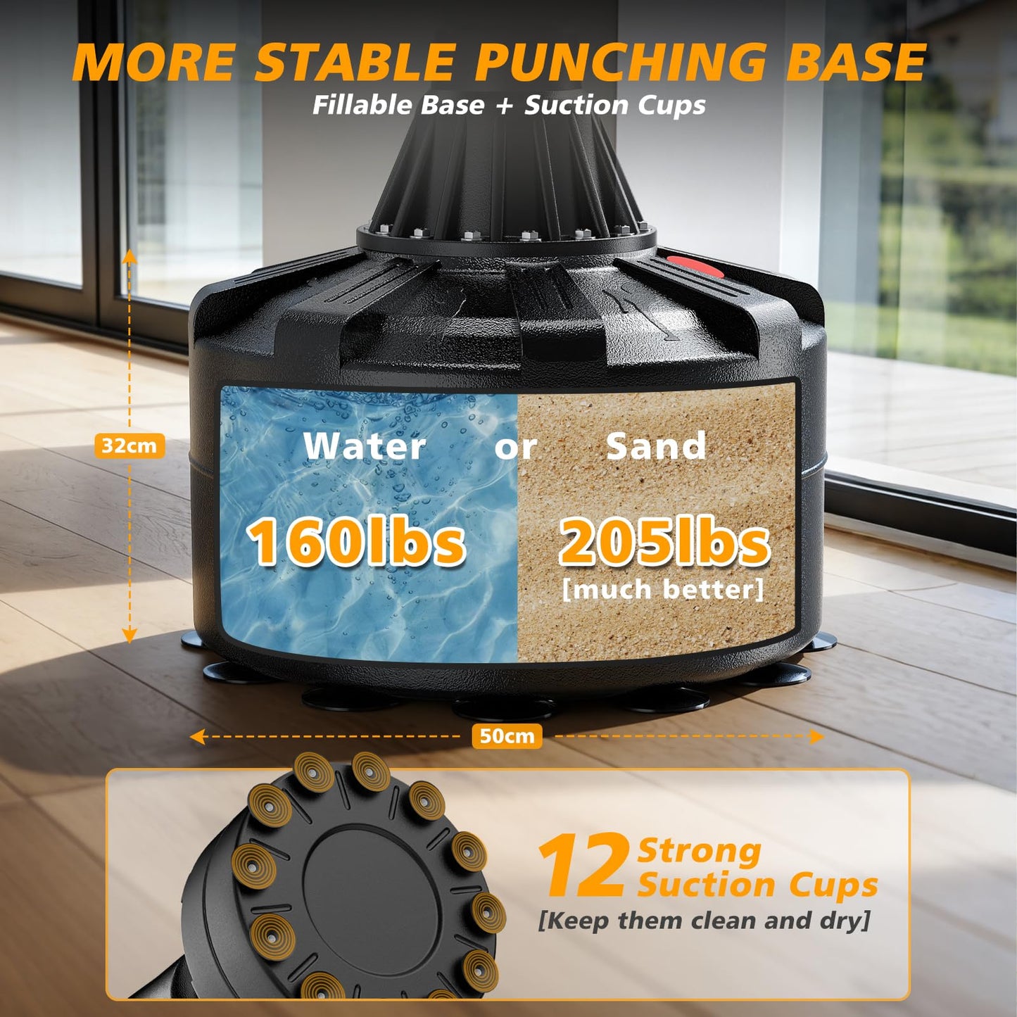 GIKPAL Freestanding Punching Bag for Adults 67'' Heavy Boxing Bag with Boxing Gloves, No Spring Low-Noise Standing Bag for Home Office Kickboxing (Black 02)
