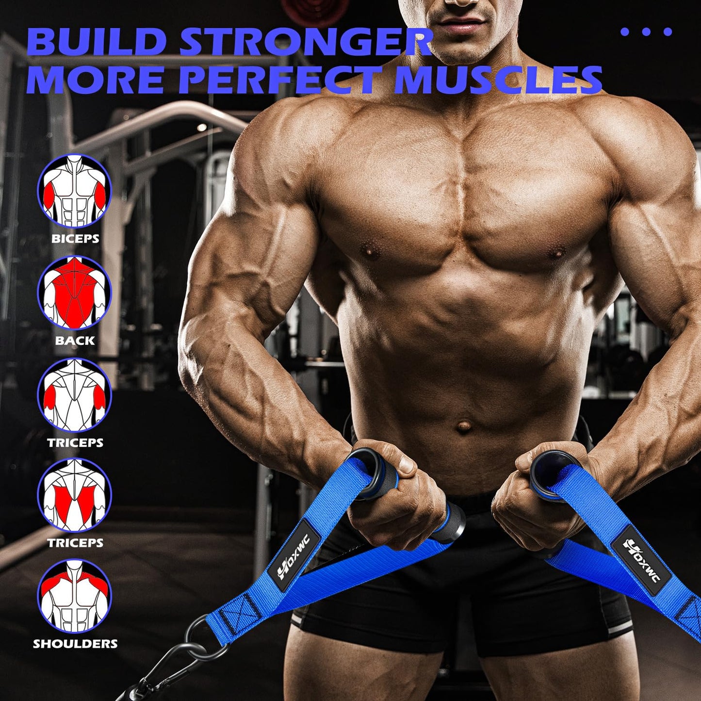 HOXWC Exercise Handles, Gym Equipment, D Handle Cable Attachment, Home Gym Exercise Machine Attachments for Pilates, Yoga, Strength Trainer, Pull Down, Resistance Bands, Heavy Duty Working Out Handles