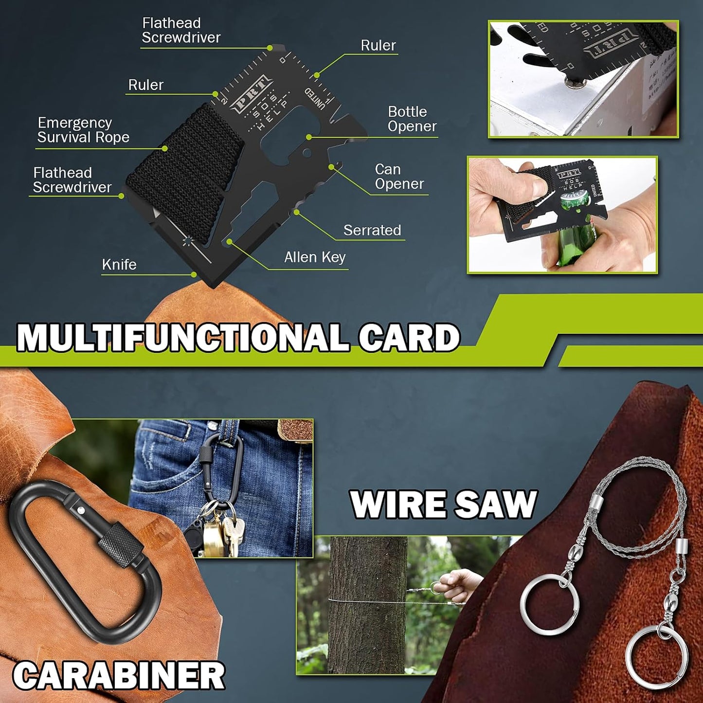 Survival Gear 17-in-1 Kit | Essential Tools for Fishing, Hunting & Camping | Perfect Christmas Gift