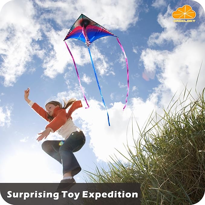 ORGCLDKT-Rainbow Cruiser Delta Kite, Kites for Kids Ages 8-12,4-8,Boys,Girls,Kites for Adults,Beach,Beginners,Giant.1Pc or 3Pcs Pack. Easy to Fly.