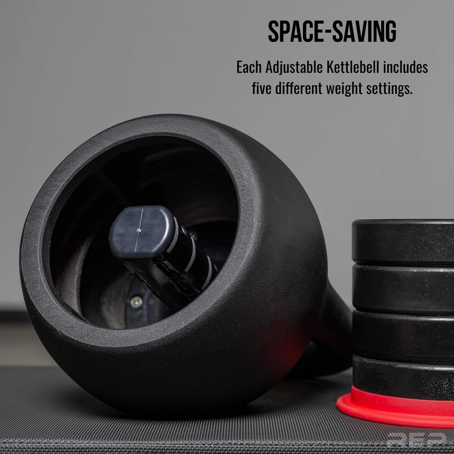 Rep Fitness Adjustable Kettlebell | 40 lb | Weight Set for Home Gym | Strength Training Equipment for Men & Women | Compact Steel Bell with Ergonomic Handle