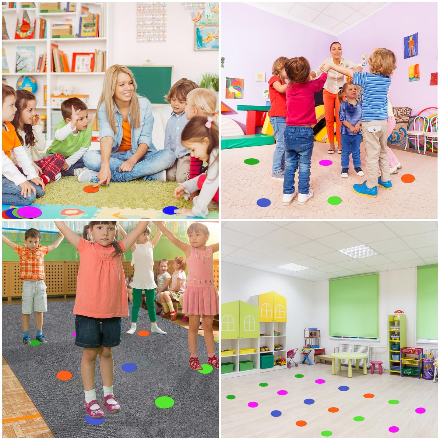 ZIECE 4inch Poly Spots Spot Markers for Gym Floor, 24 Pcs Flat Cones Non-Slip Rubber Floor Dots Agility Markers for Soccer Basketball Sports Speed Training, Dance, Classroom Activities