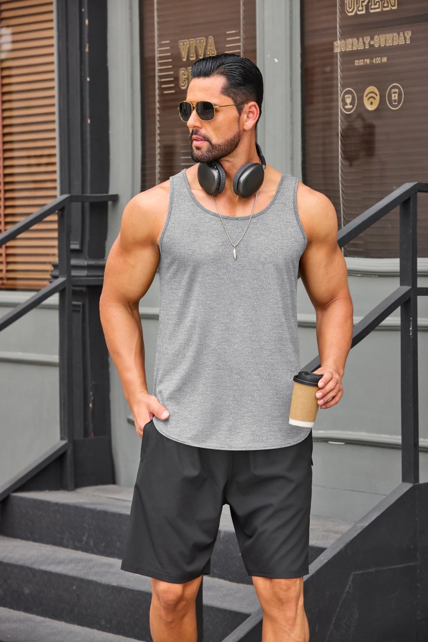 COOFANDY Men's 3 Pack Quick Dry Workout Tank Top Gym Muscle Tee Fitness Bodybuilding Sleeveless T Shirt