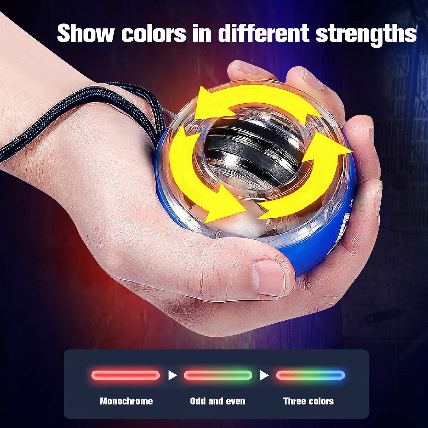 JIN BD Wrist Gyro Ball and Finger Skateboard Set – Self-Starting Forearm Exerciser for Grip Strength, Hand & Finger Exerciser, Home Gym, Workout, Rehabilitation，Colorful Light Blue