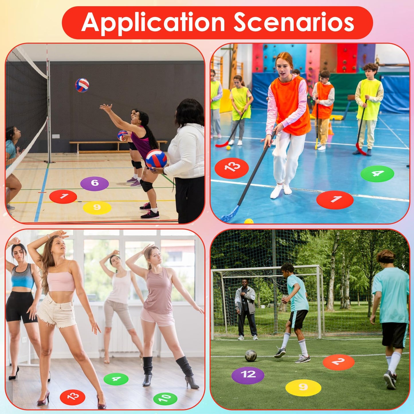 Douaowoc 24 Pieces 9 Inch Poly Spots, Anti-Slip Spot Markers Floor Spots, Waterproof Flat Filed Cones Poly Dots for Agility Drills, Basketball, Football Training, Sport Activities and Exercise