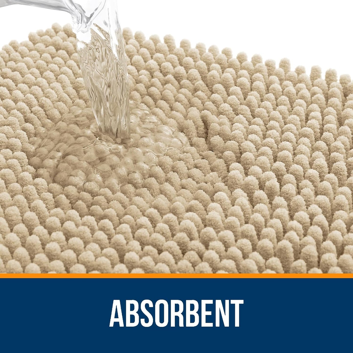 OLANLY Bathroom Rugs - Extra Soft Chenille Bath Mats with Rubber Backing | Quick Dry, 30x20, Beige