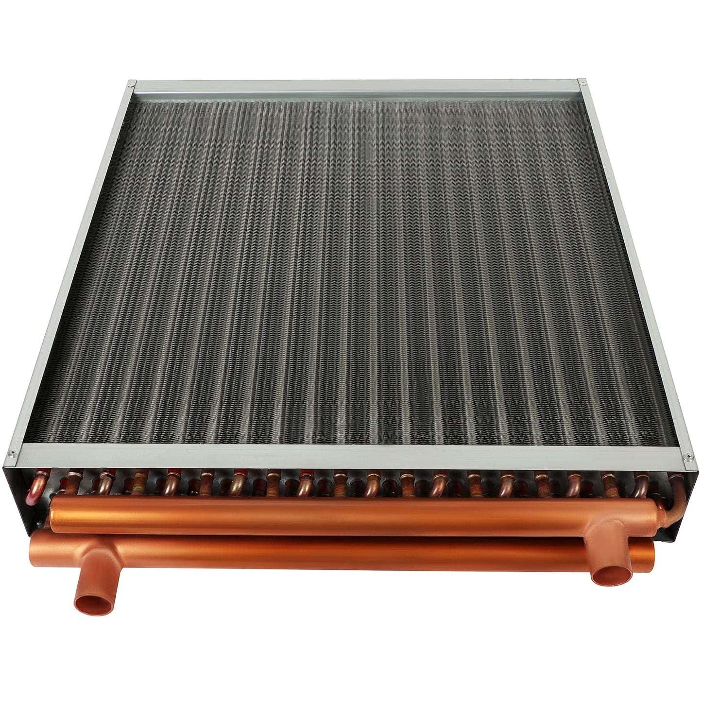 20x20 Heat Exchanger Water To Air, Forced Air Heating with 1" Copper Ports Hot Water Coil for Outdoor Wood Furnaces, Residential Heating