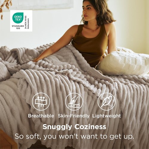 Bedsure GentleSoft Blanket - Cozy California King Size Throw in Beige, 102x96 Inches for Ultimate Comfort
