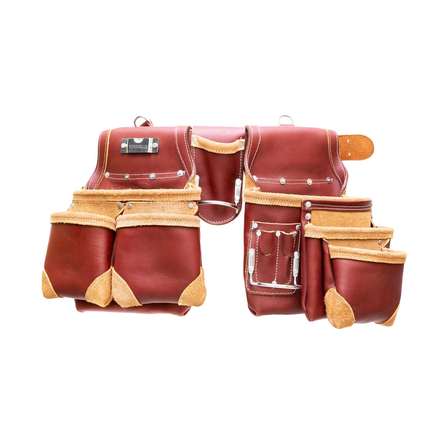 Grain Leather 18 Pockets, Leather Tool Belts for Men, Tool Pouch Rig Set, Tool Bags For Carpenters And Electricians, Construction Belt, Rig Set - Maroon