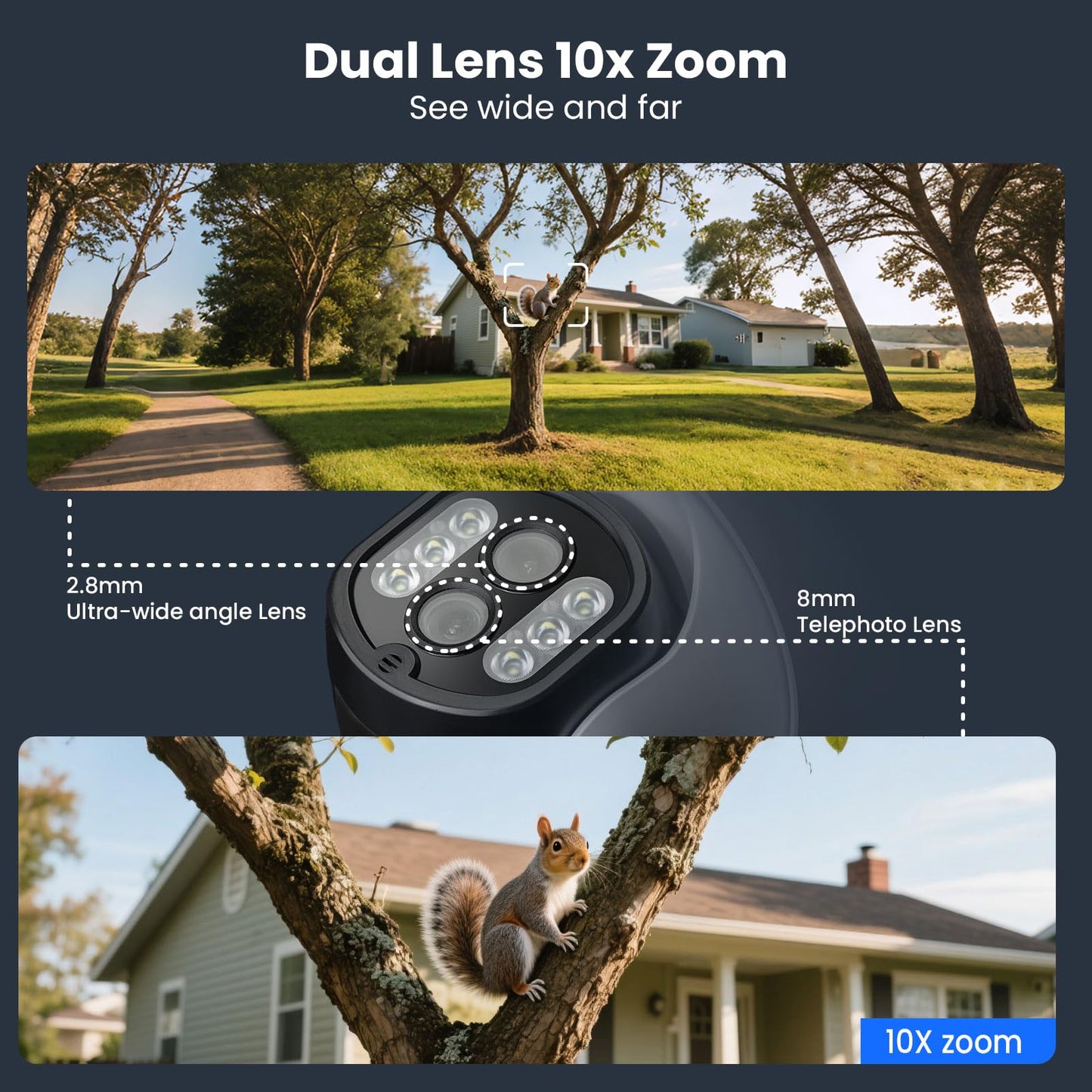 [Doorbell + 4-CAM] XMARTO Wireless Security Camera & Smart Doorbell Set, 4PCS 2K 10X Zoom Auto-Tracking PTZ CAM & 4K 10CH WiFi6 NVR (1TB HDD) & 2.4G/5G Video Doorbell, 24/7 Surveillance