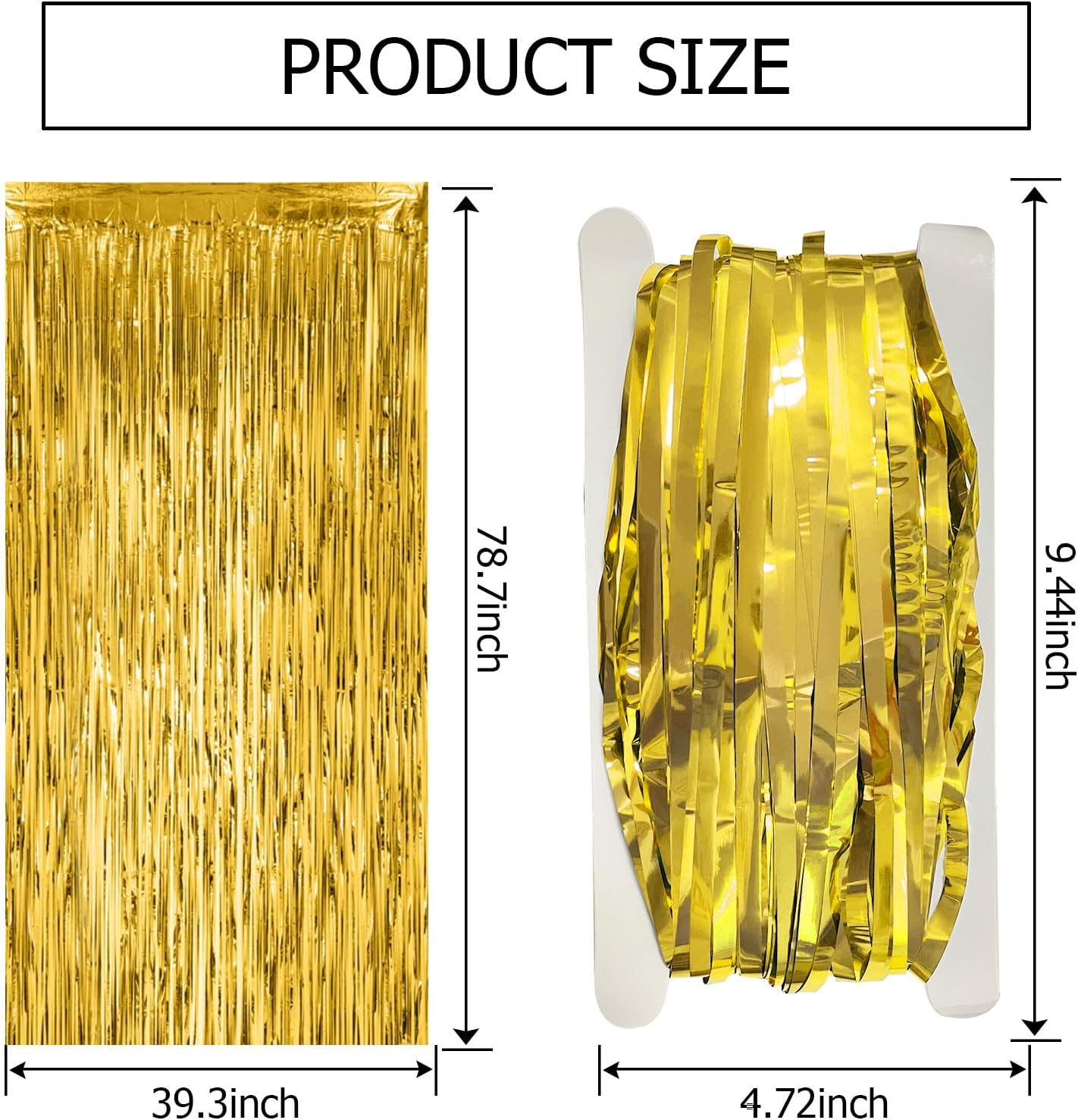 Skiennix Gold Fringe Curtain Backdrop - 5 Pack Tinsel Streamers for Parties & Events | Perfect for Birthdays, Christmas, & Graduations