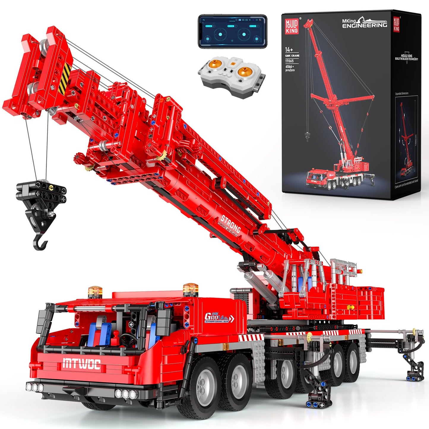 Mould King Engineering Crane Building Sets, 17065 Large Vehicles Crane Model Kits, APP Programmable Construction Vehicle Building Kits for 14+ Adult Collections Enthusiasts(4566 PCS)