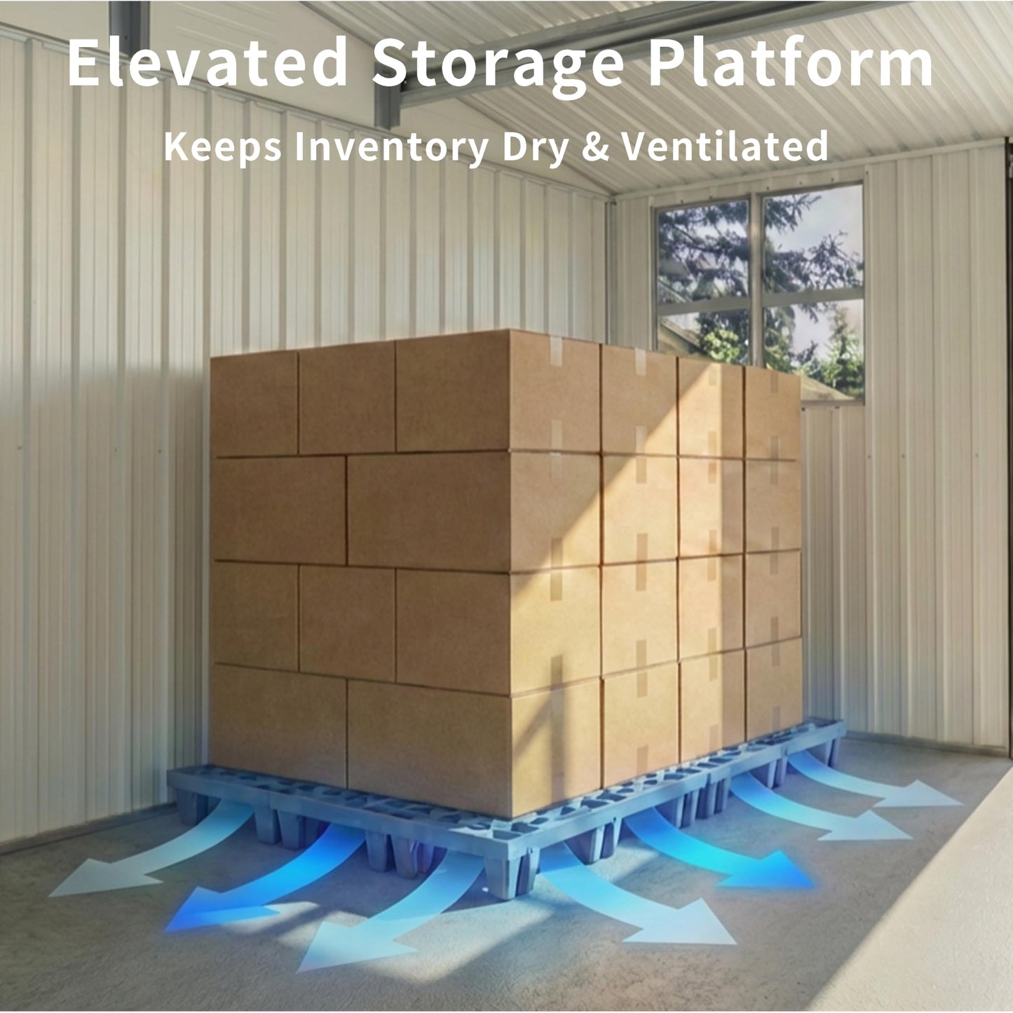 Heavy Duty Plastic Pallets, Grey Interlocking Storage Platforms with Breathable Grid Design, 11.8 x 19.7 x 3.9 Inches, 10 Pack, Indoor Outdoor Use for Basement Storage, Storage Shed, Warehouse