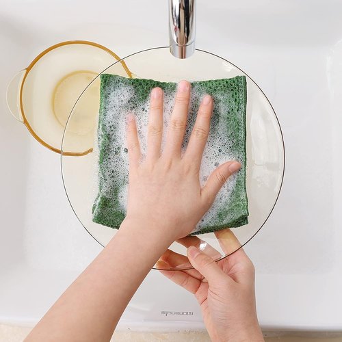 Homaxy Kitchen Dish Cloths - 100% Cotton Waffle Weave, Ultra Soft & Absorbent, 12x12 Inches, 6-Pack | Grass Green