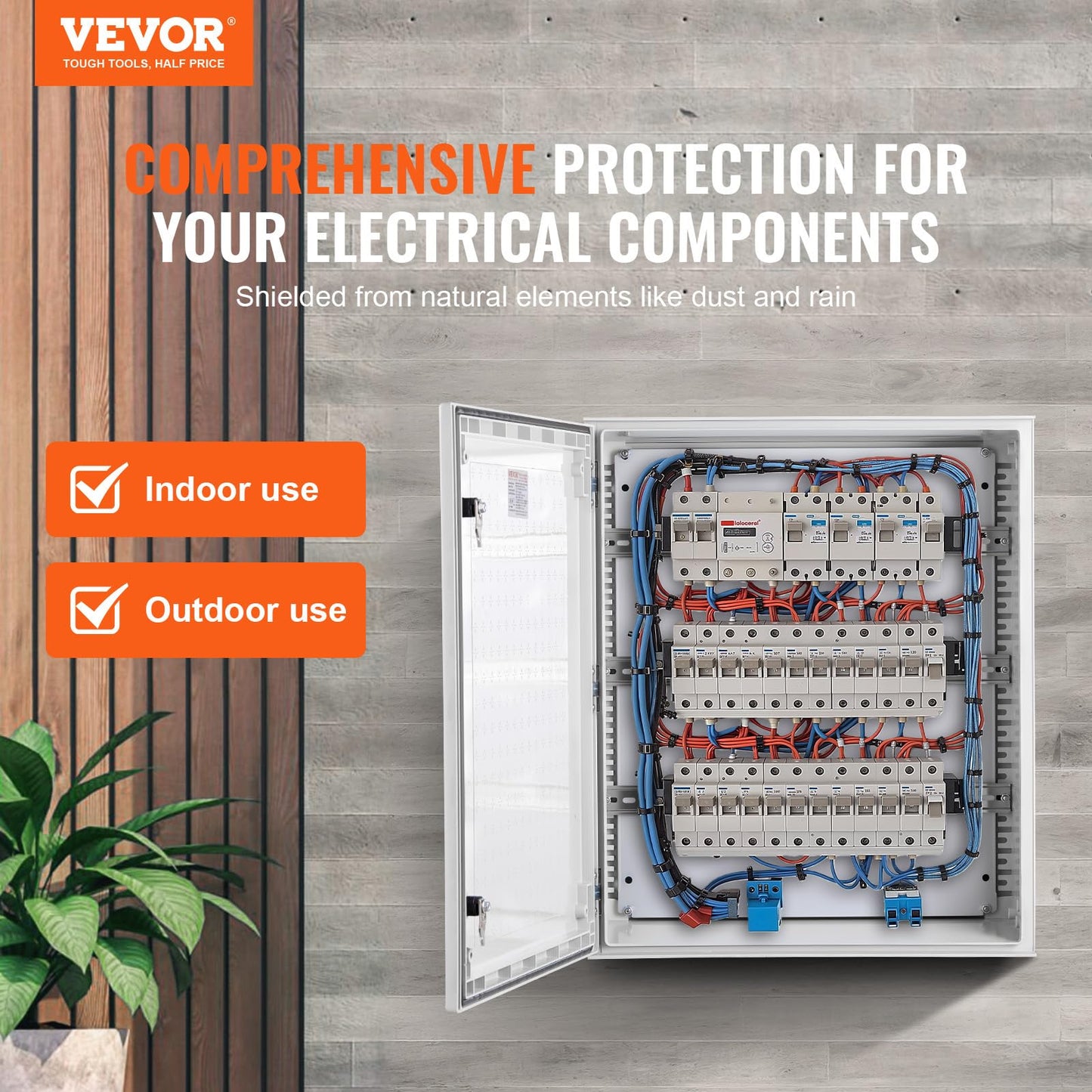 VEVOR Electrical Enclosure Box,23.6''×19.7''×9.1'',Fiberglass Junction Box,IP66 Waterproof & Dustproof,Outdoor Electrical Box,with Mounting Plat