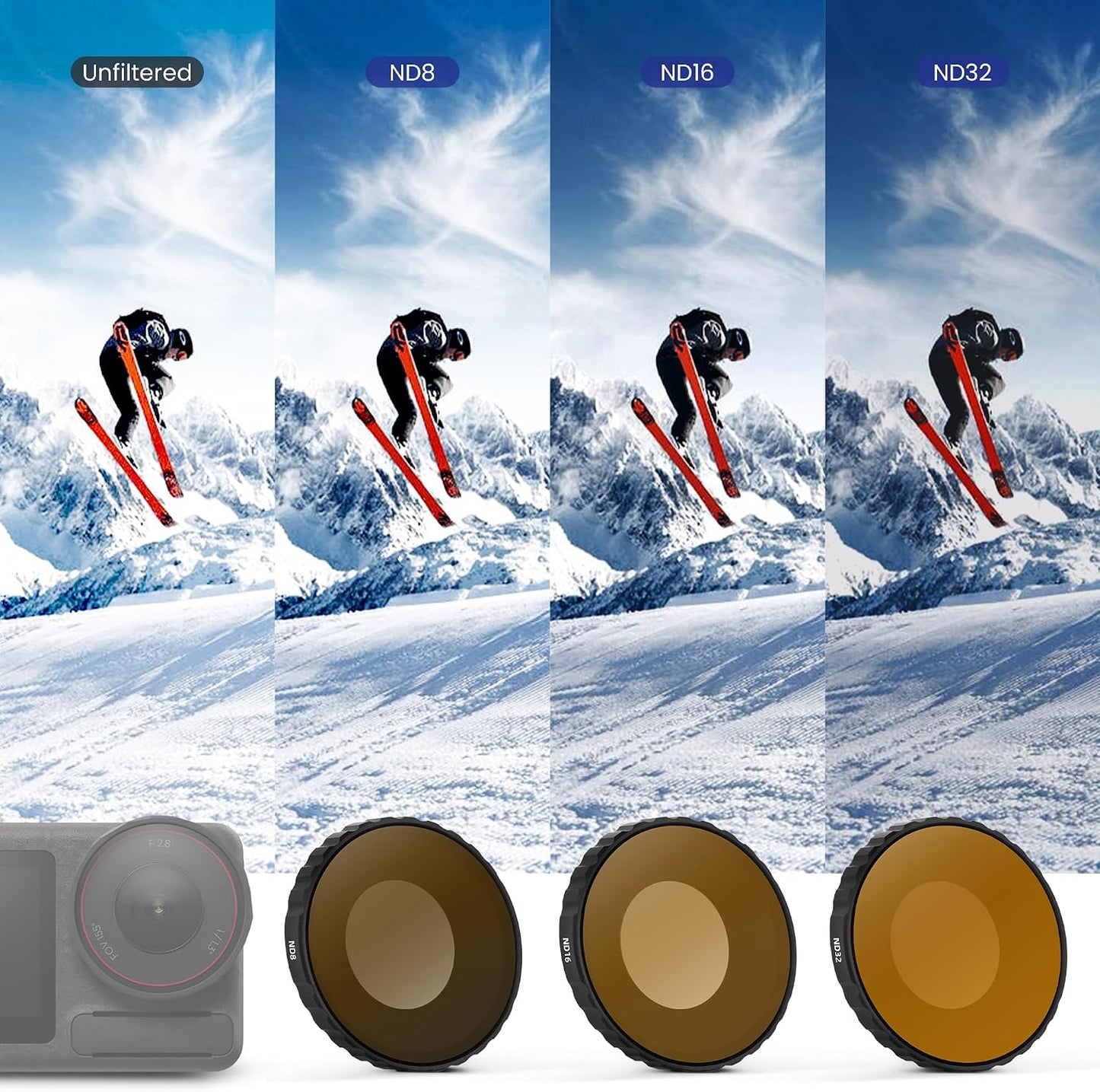 Walking Way Set 4/5 4 Pack ND8 ND16 ND32 Camera Lens Filters ND PL Compatible with DJI Osmo Action Pro Accessories Kit