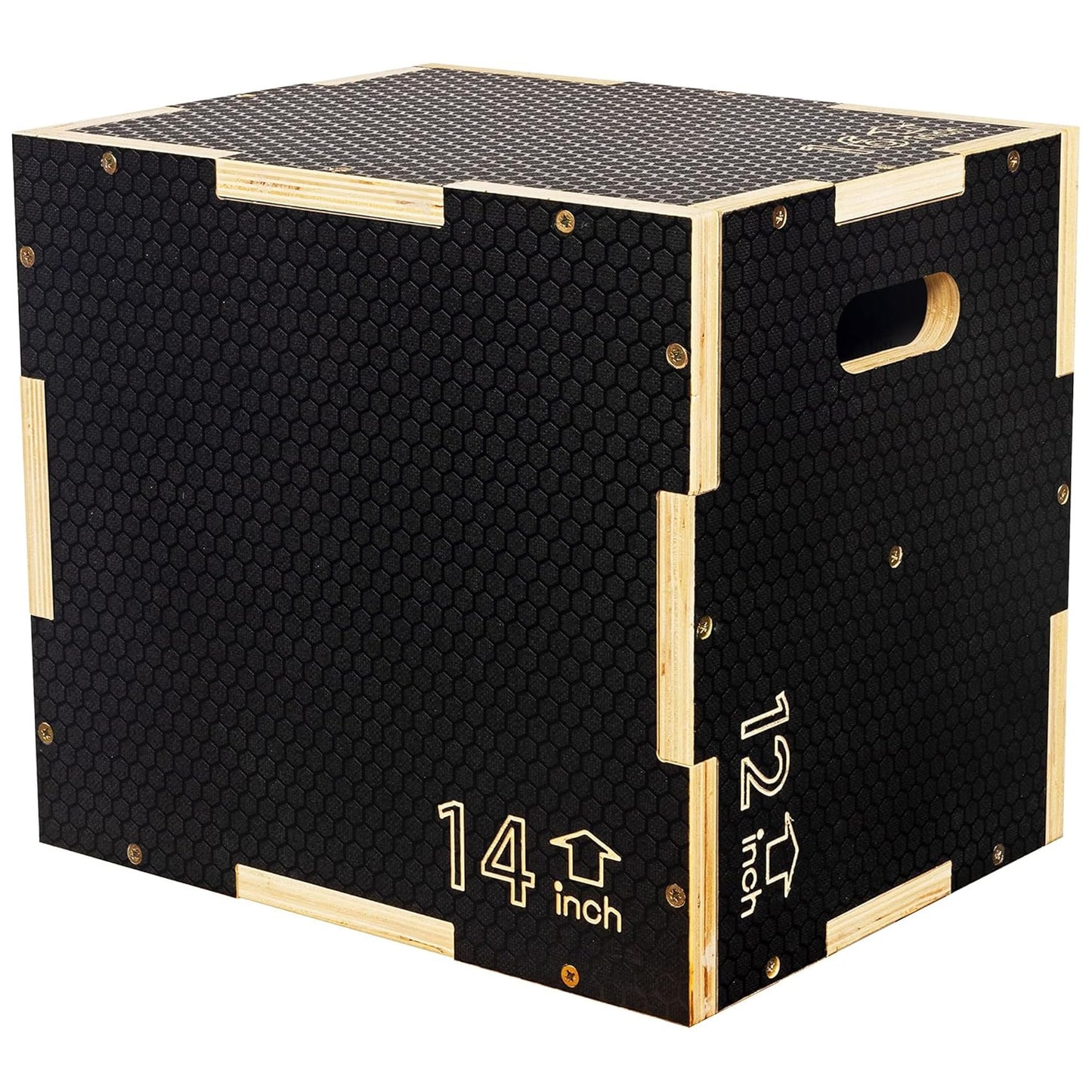 Fitvids 16" x 14" x 12" Non-Slip Wooden Plyo Box Jump Exercise Platform, Plyometric Workout Equipment for Home Gym, Training Step Box, Black