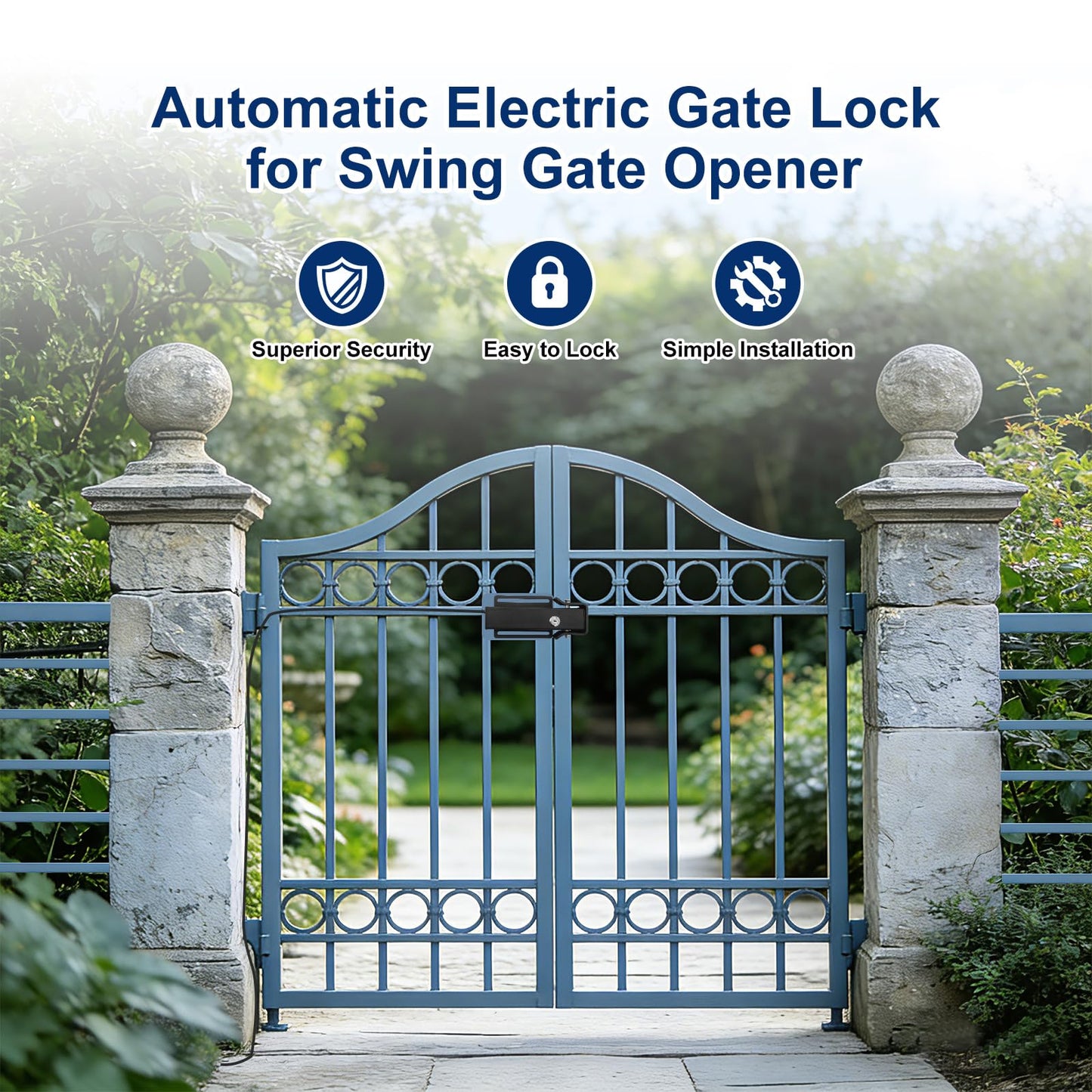 X X-House Universal Automatic Electric Gate Lock for Gate Operator System Device Safe Security Gate Lock Work for DC 12-24V Swing Gate Opener, Compatible with Mighty Mule, Topens, CO-Z, Gyxel, JUJIANG