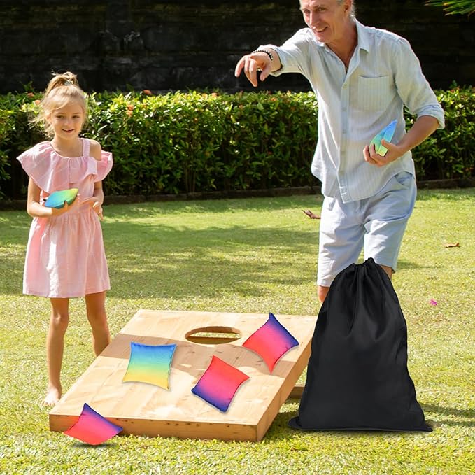 Weather Resistant Cornhole Bags, Gradient Corn Hole Bags Set of 8, Cornhole Bean Bags, Modified Size Cornhole Bags for Tossing Game, Includes Tote Bag