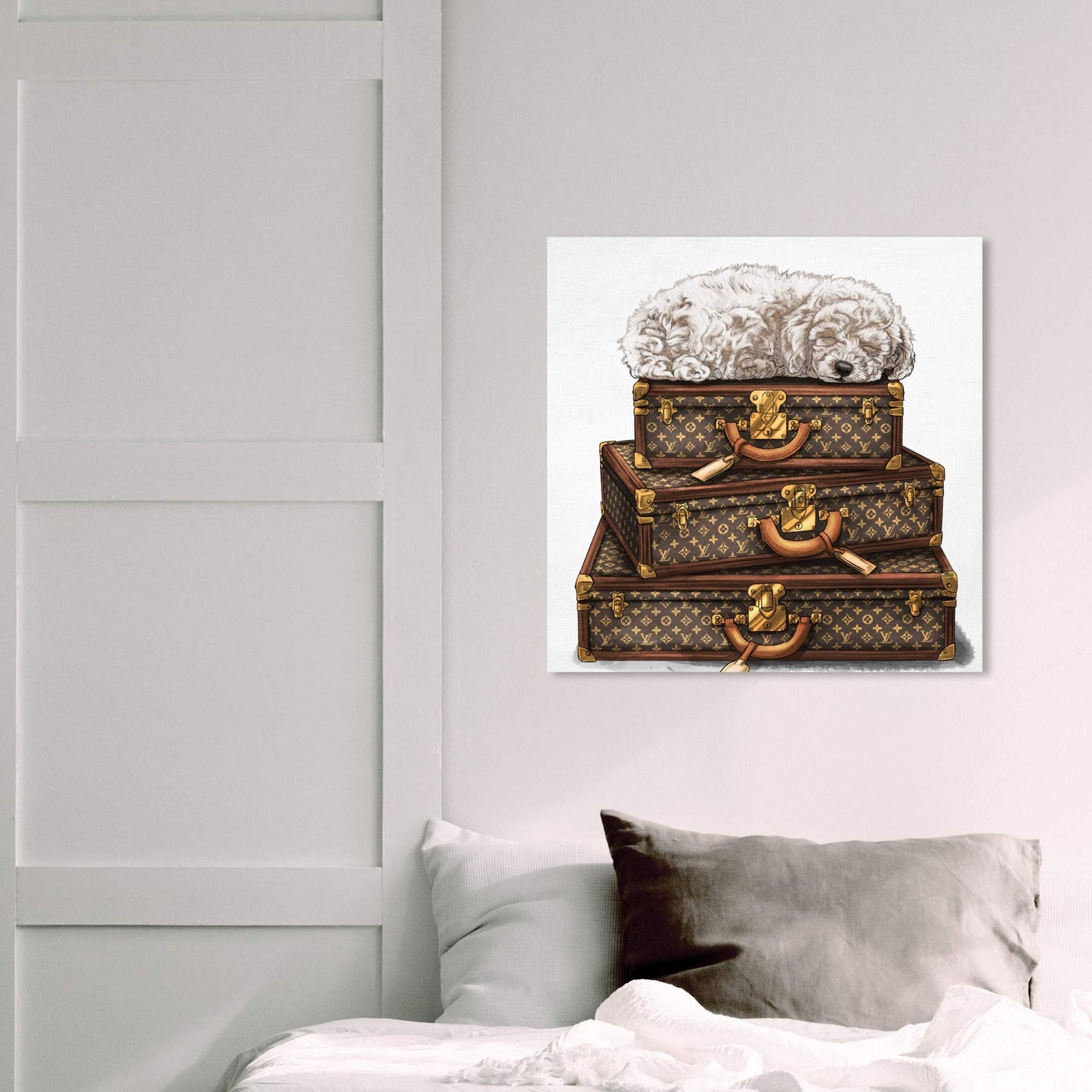 The Oliver Gal Artist Co. Fashion and Glam Wall Art Canvas Prints 'sleeping POODLE WHITE'