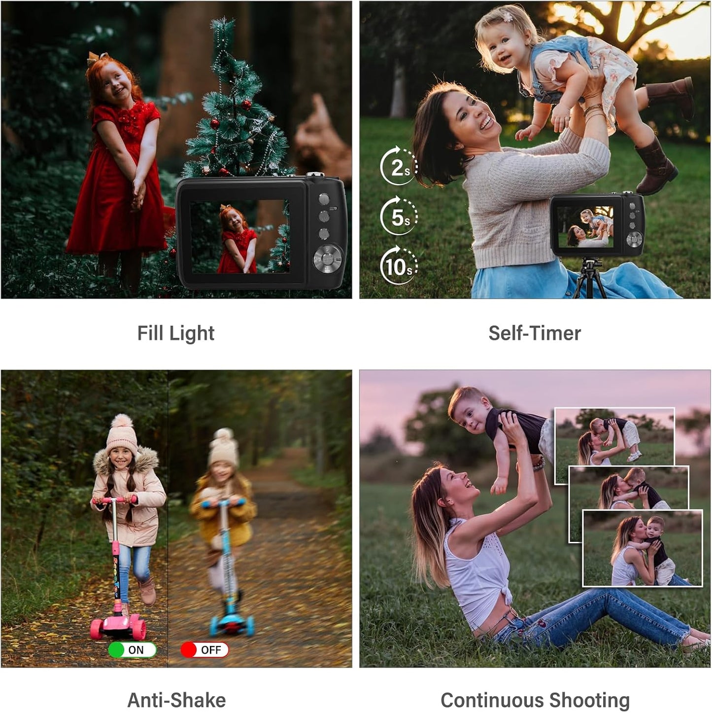 YingCheng 50MP 1080P, 16X Digital Camera, Kids Cameras for FHD Digital Point and Shoot Camera with Zoom Anti Shake