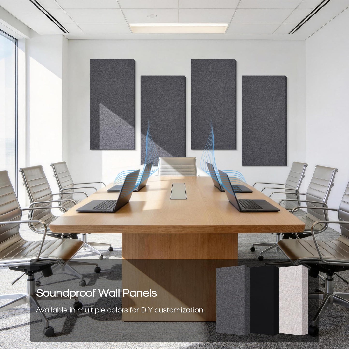 BUBOS 2-Pack Fabric Acoustic Panels with Hanging Hardware, 47.2" x 23.6" x 2" Large Soundproofing Wall Panels, High-Density Sound Absorbing Decor for Home Theater, Studio & Office,Grey