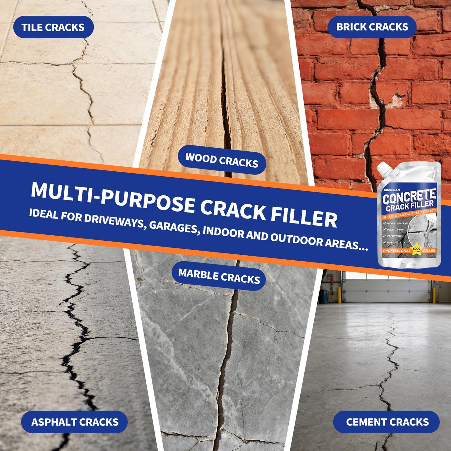 Concrete Crack Filler, 84oz Grey High Elasticity Self Leveling Cement Caulking Glue, Quick Drying Waterproof Sealant for Driveways, Walkways, Indoor and Outdoor Weather Resistant Concrete Joint Repair