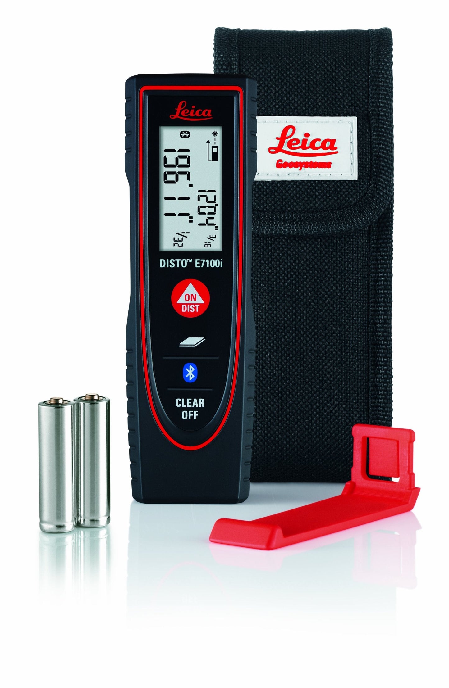 Leica DISTO E7100i 200ft Laser Distance Measure with Bluetooth, Black/Red & Johnson Level & Tool 750 Pitch & Slope Locator, Orange, 1 Level