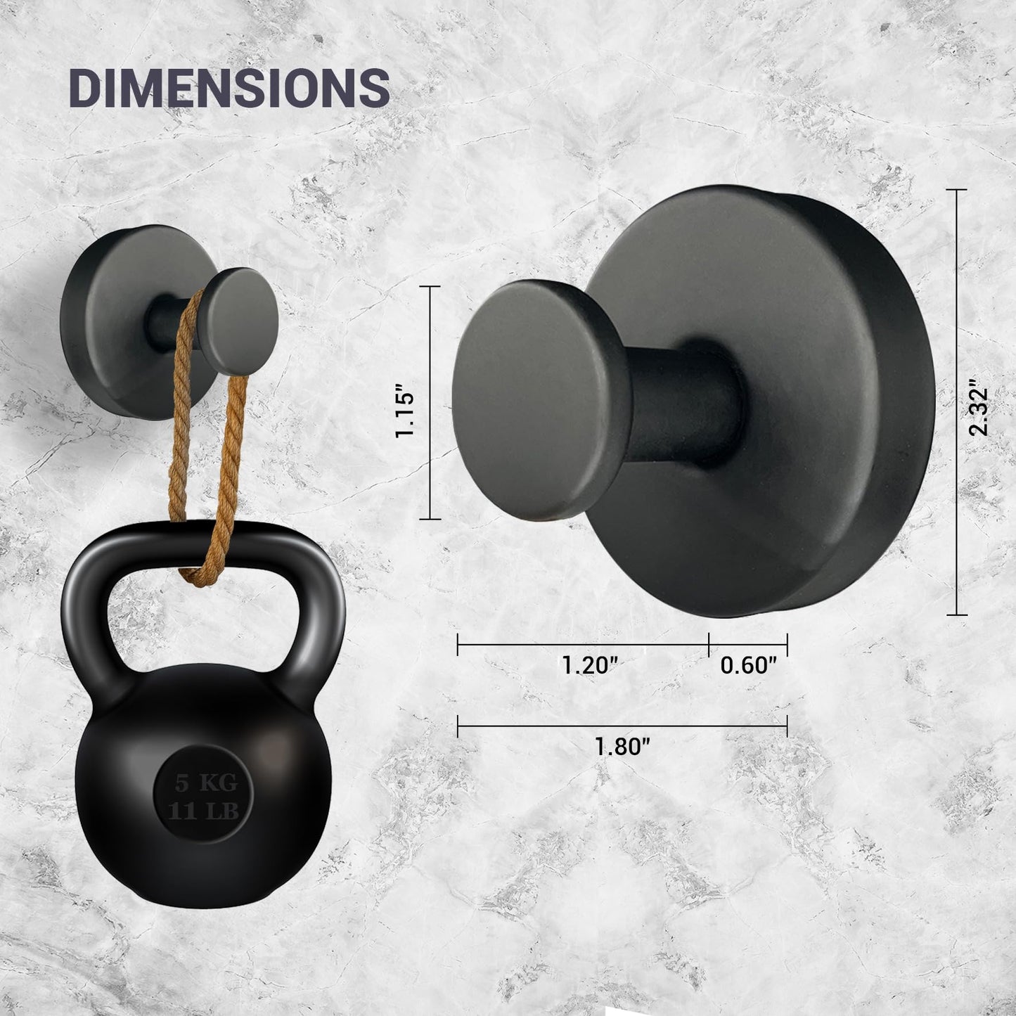 Welsa Suction Cup Hooks for Shower - 2 Pack, Matte Black - Stainless Steel, Strong Suction, No Drill, Removable Hanger, Tile Bathroom Kitchen Wall, Glass Door, Mirror Hook Hanging Robe, Towel Holder