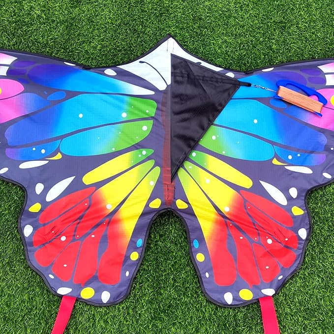 Butterfly Kites for Kids and Adults, Easy to Fly Large Single Line Kite for Boys and Girls - 55" x 28" Beach Kite for Beginners, 300ft String Handle Included