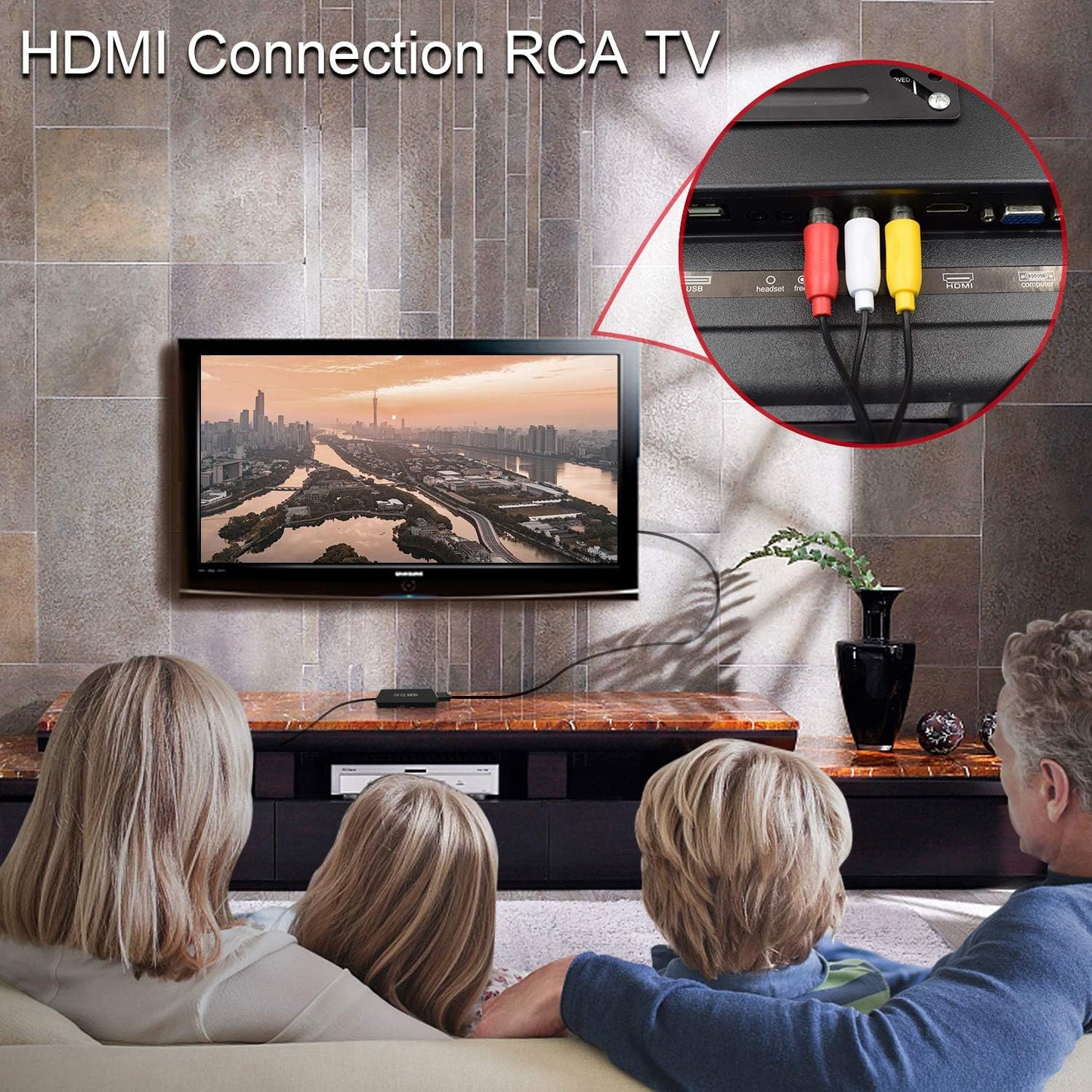 RuiPuo HDMI to AV Converter HDMI to Video Audio Adapter Supports PAL/NTSC Compatible for Roku Streaming Stick, Fire