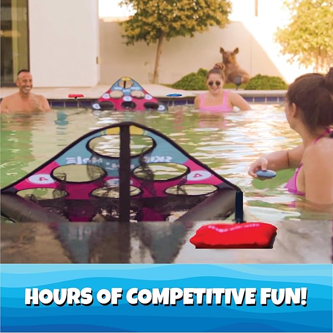 SKIP NN' HOLE Original Fun Stonne Skipping Meets Pool Cornhole Game Floating | for All Ages | Fun Swimming Pool Game for Adults and Family | Easy Setup, Durable, Portable Water and Lake Toy |