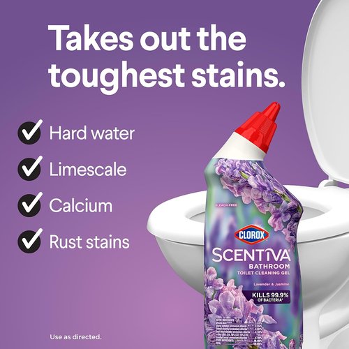 Clorox Scentiva Toilet Cleaning Gel - Lavender & Jasmine Scent | 24 Fl Oz (Pack of 2)