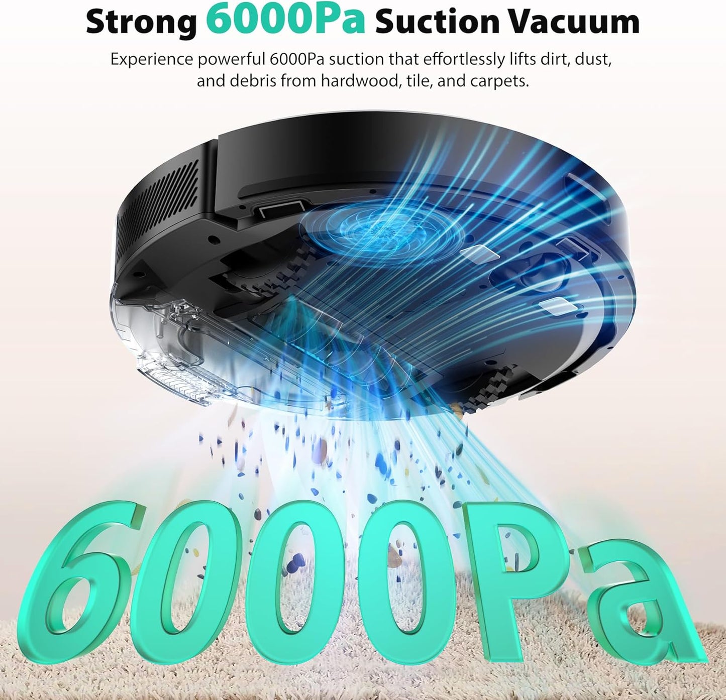 Tikom Robot Vacuum - 6000Pa Self-Emptying Robotic Cleaner with LiDAR Navigation | Ideal for Pet Hair & Carpets (L8000 Plus)
