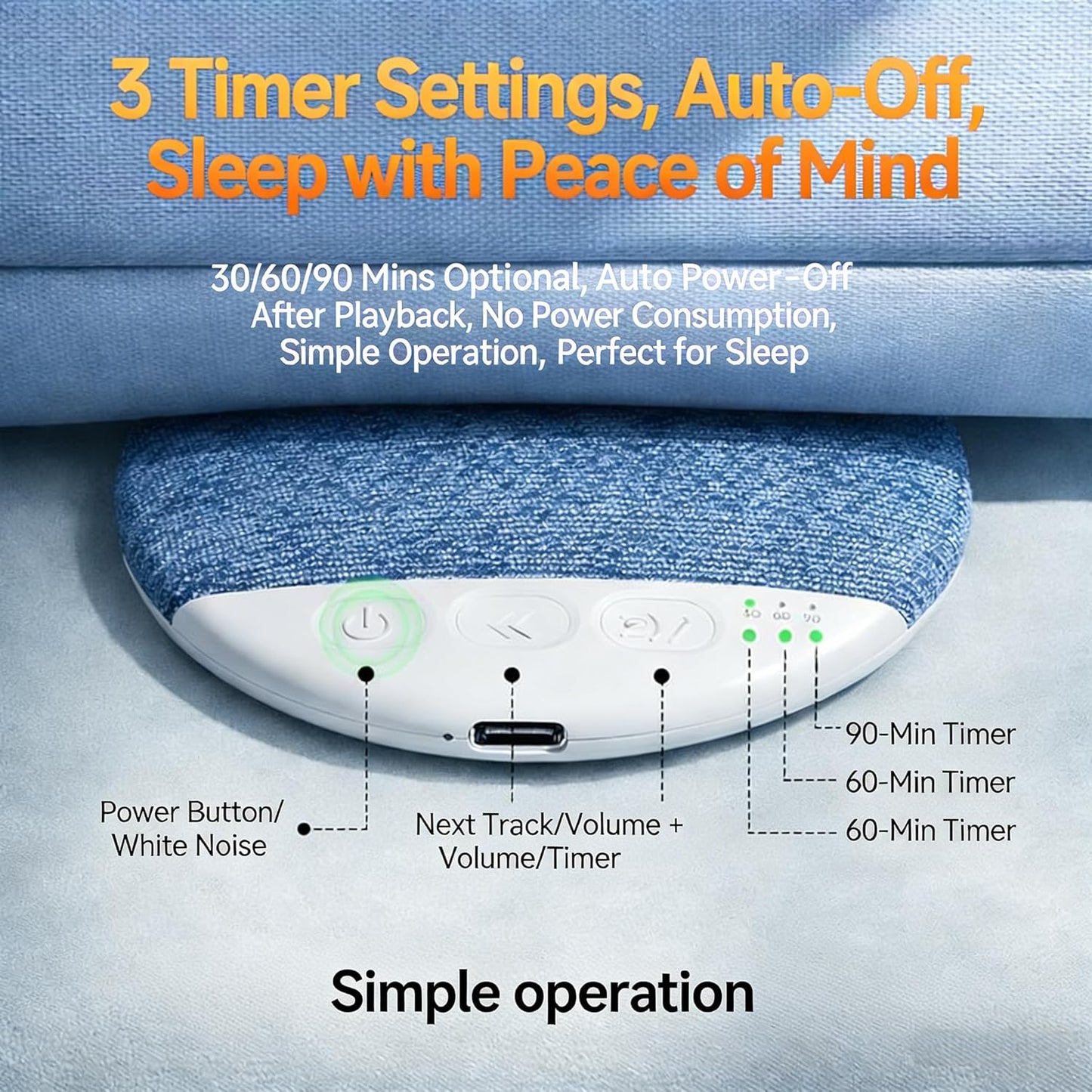 JYETLWJ 2026 1.1cm 5.4, New Bluetooth Pillow Speaker for Sleeping, Ultra-Thin Under Pillow Speaker with White Noise