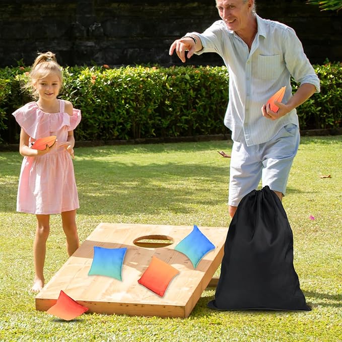 Weather Resistant Cornhole Bags, Gradient Corn Hole Bags Set of 8, Cornhole Bean Bags, Modified Size Cornhole Bags for Tossing Game, Includes Tote Bag