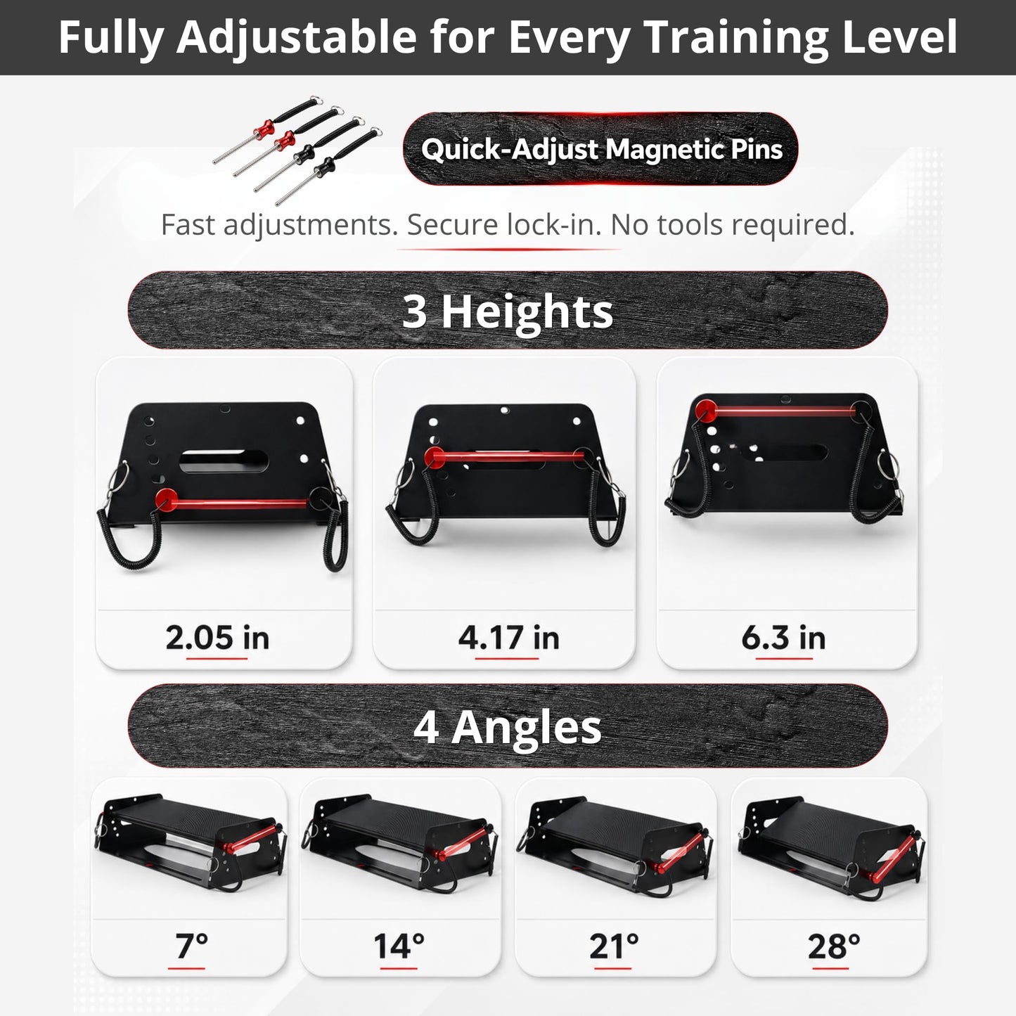 Adjustable Slant Board, Calf Raise Machine & Aerobic Step Platform — 3-in-1 Heavy-Duty Steel Frame with Resistance Bands for Squats, Calf Raises, Step-Ups, Stretching & Ankle Mobility, 880 lbs