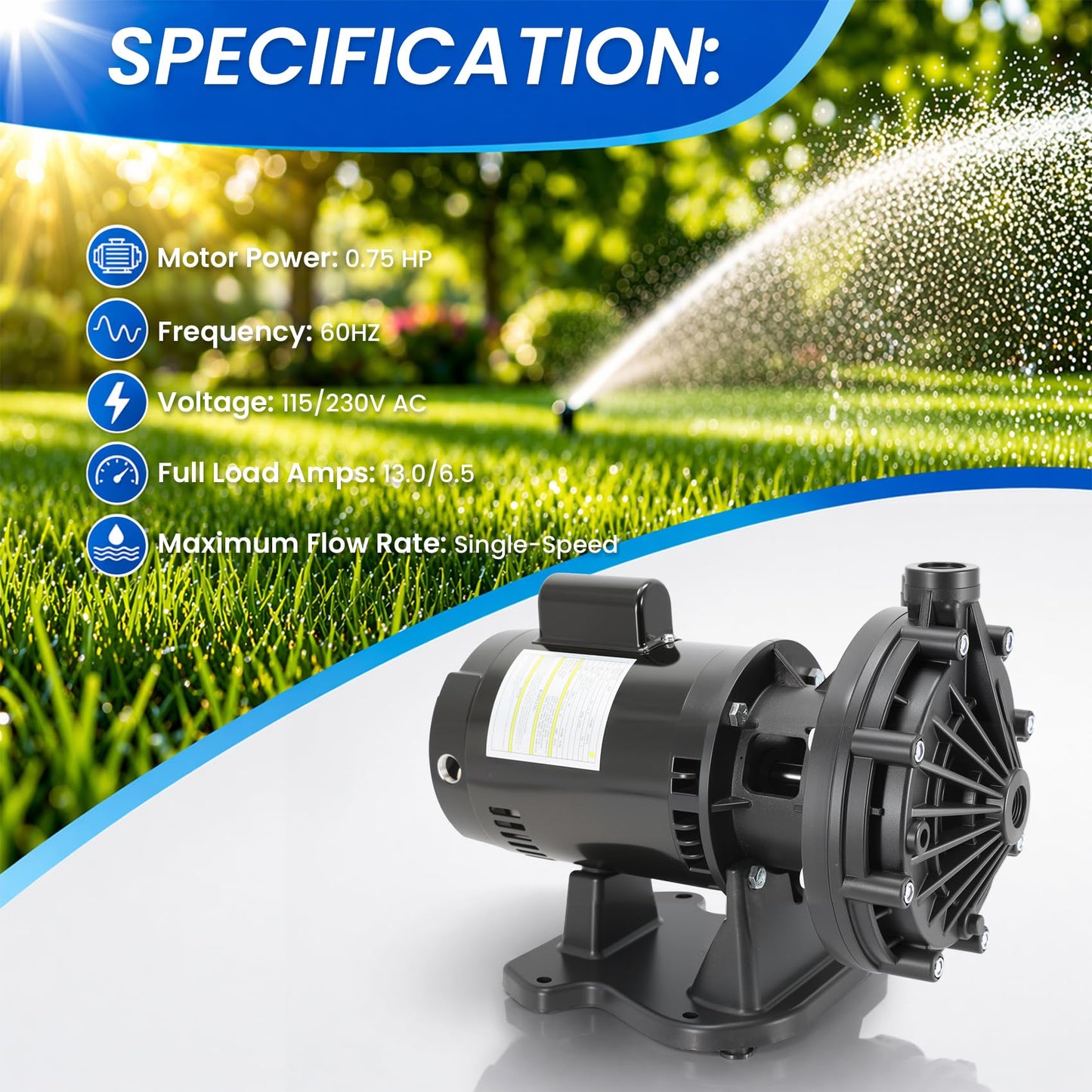 EC-LA01N Single Speed Booster Pump with Hose & Adapters, 3/4 HP 115/230V Dual Voltage Single Speed Booster Pump Compatible with Pentair Polaris 280 380 Sport Pressure Side Pool Cleaners Replace LA01N