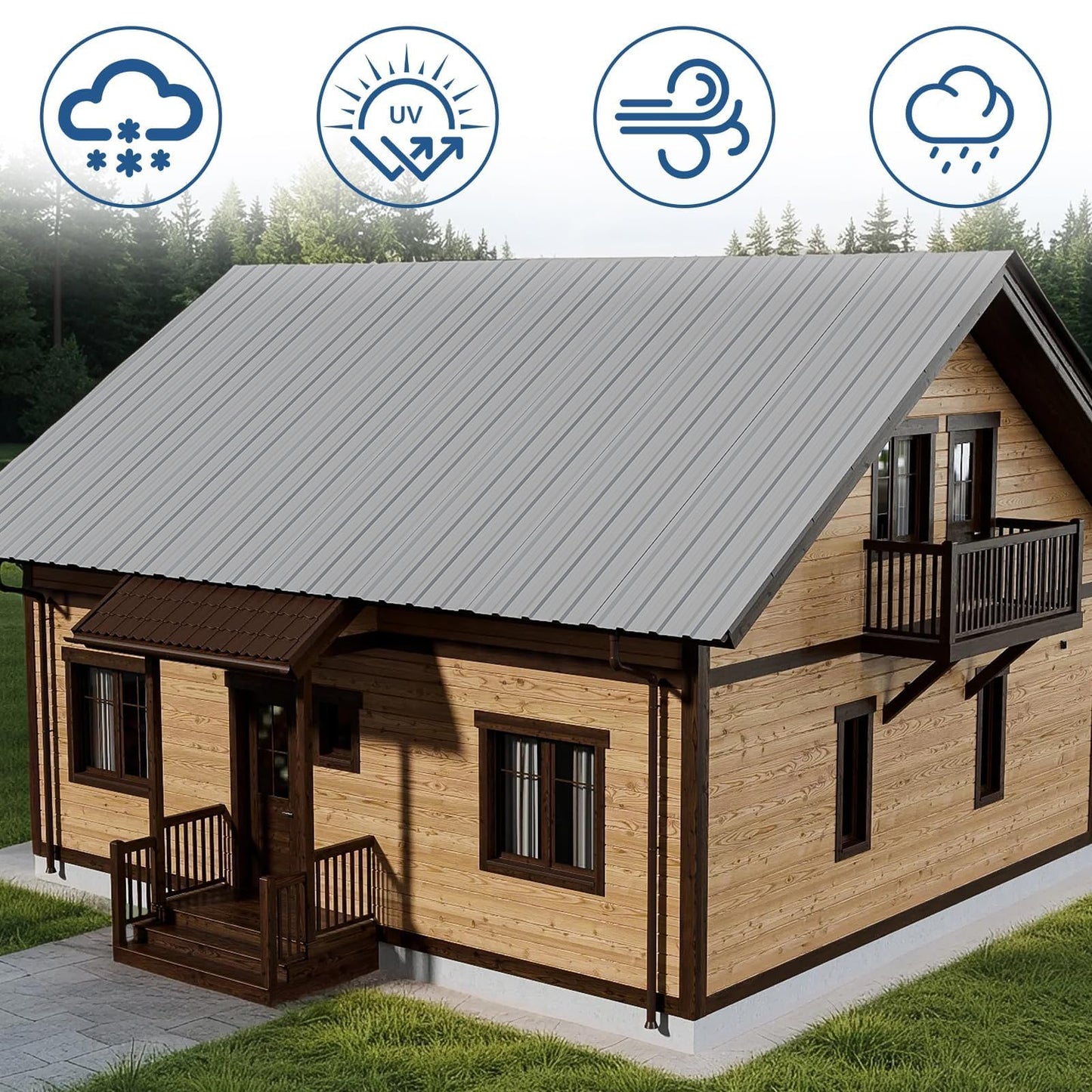 Noliven 10 Pack Corrugated Metal Roofing Panels, 6.1 ft Galvanized Steel Roof Sheets, 17.7 x 73.2 in, Approx. 90 sq.ft Total Panel Area, with Screws, for Sheds, Chicken Coops and Gazebos, Grey