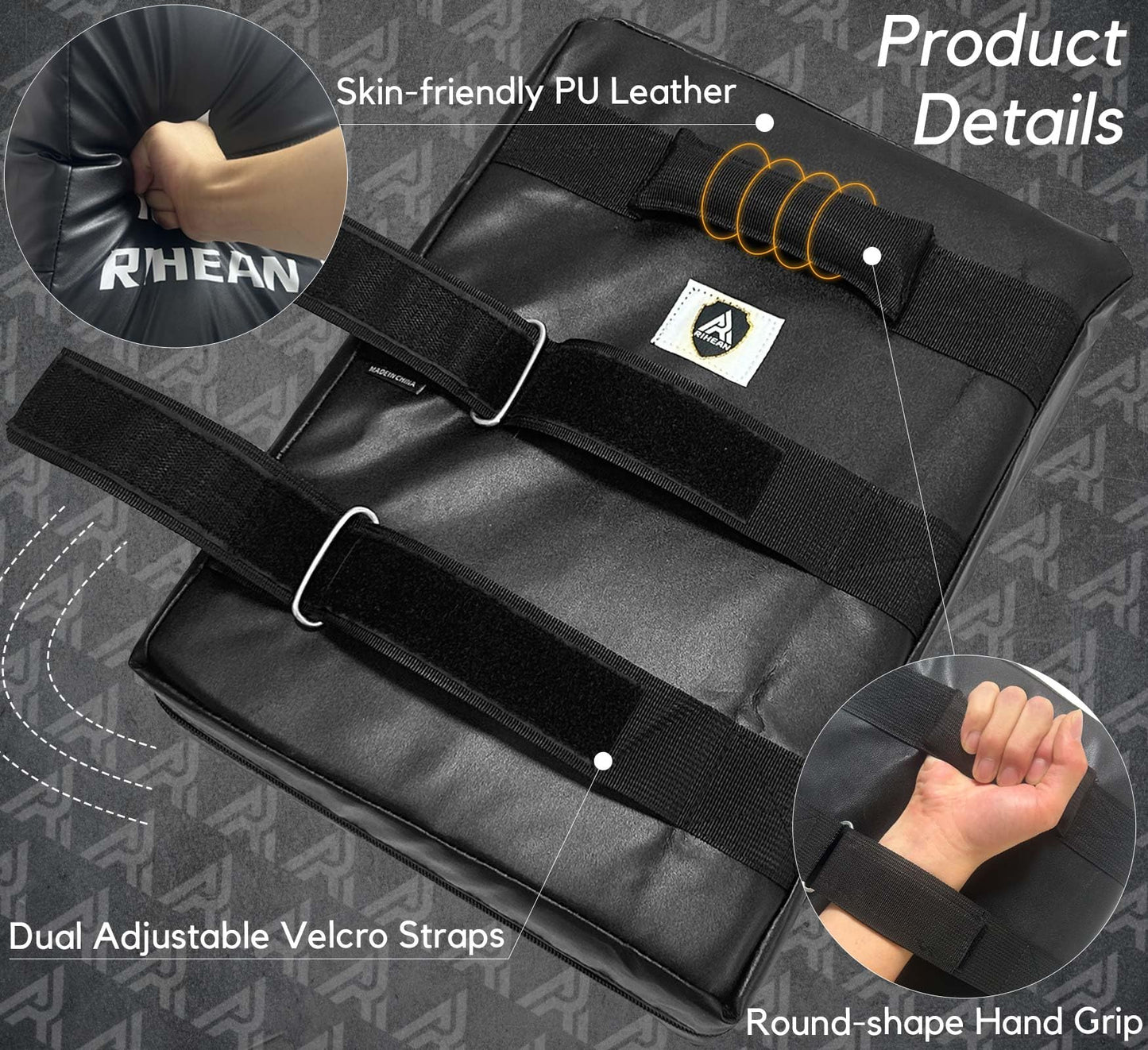 RIHEAN Martial Arts Kicking Shield Pad for Muay Thai, Taekwondo Football, Basketball, Hockey Training, 12x16in Denser Foam High-Density PU Leather Cover - Blackx2