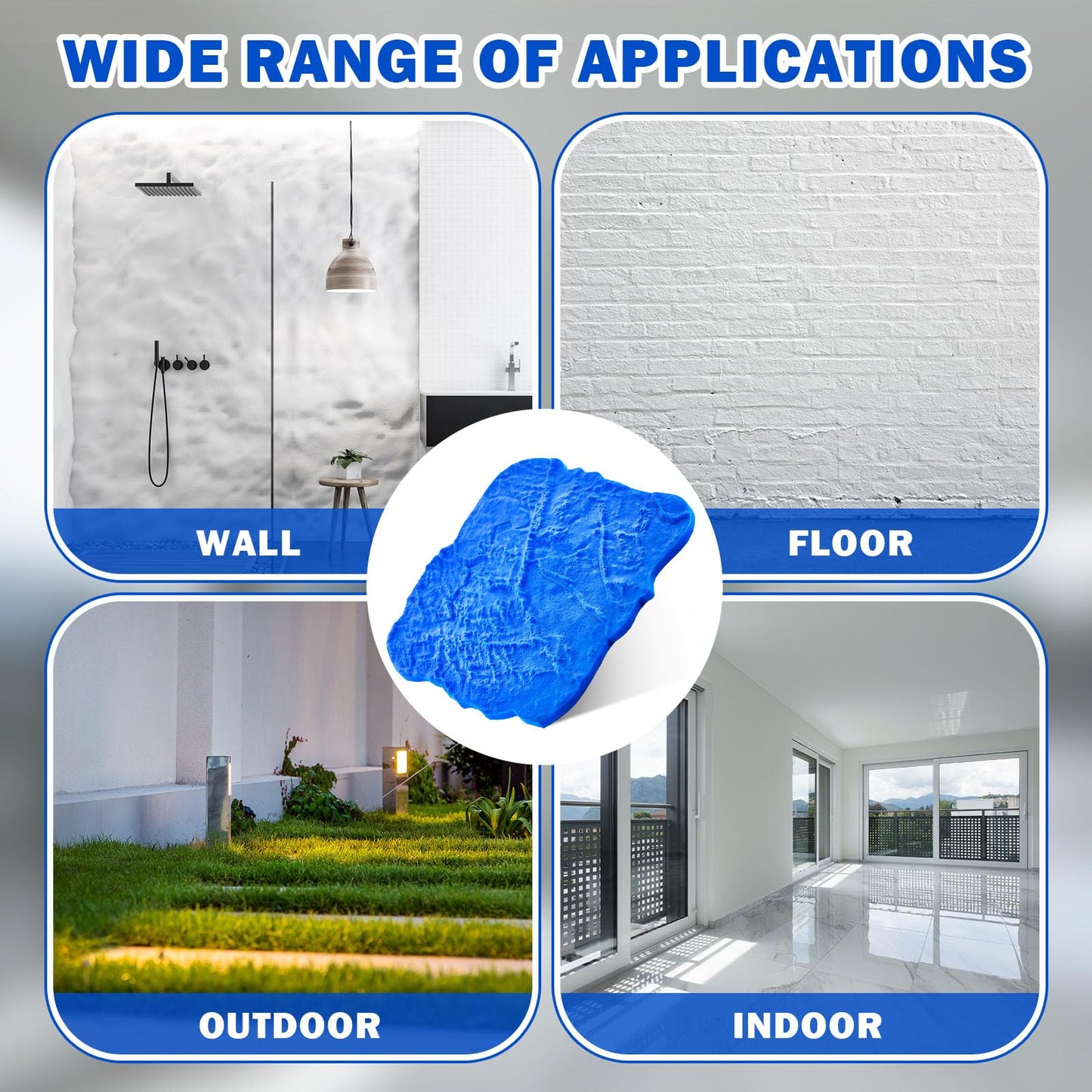 Gisafai 2 Pcs Concrete Stamps Mat Set Concrete Texturing Skin Polyurethane Stamp Stone Tile Texture Mat Seamless Slate Floor Imprint Molds for Walls Outdoor Decorative (18" X 18")
