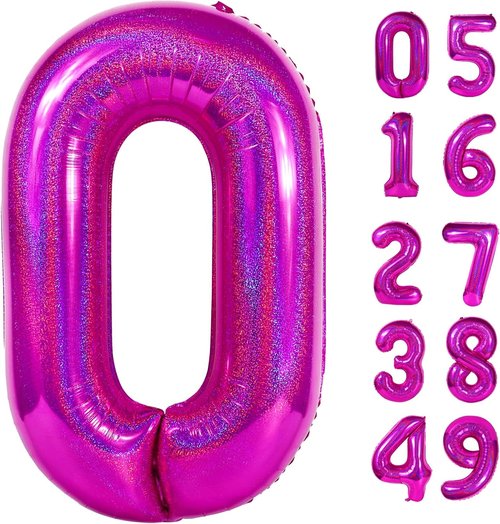 Laser Hot Pink Number Balloon - 40 Inch 0 Number Balloons for Birthday Decorations | Party Supplies for Women
