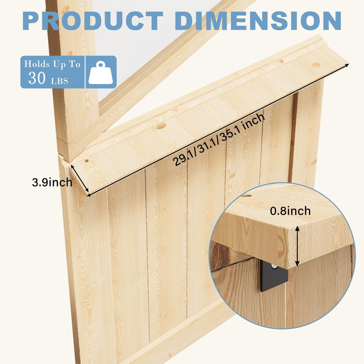 Floating Wood Shelves Dutch Door, 1.75" Pine with 1-Lite Glass Split Half Door for Exterior Front Entry, Patio Doorway & Interior Pantry/Back w/32" x 80" Doors Slab+1 Sill+4 Hinges+1 Latch+1 Lock Set