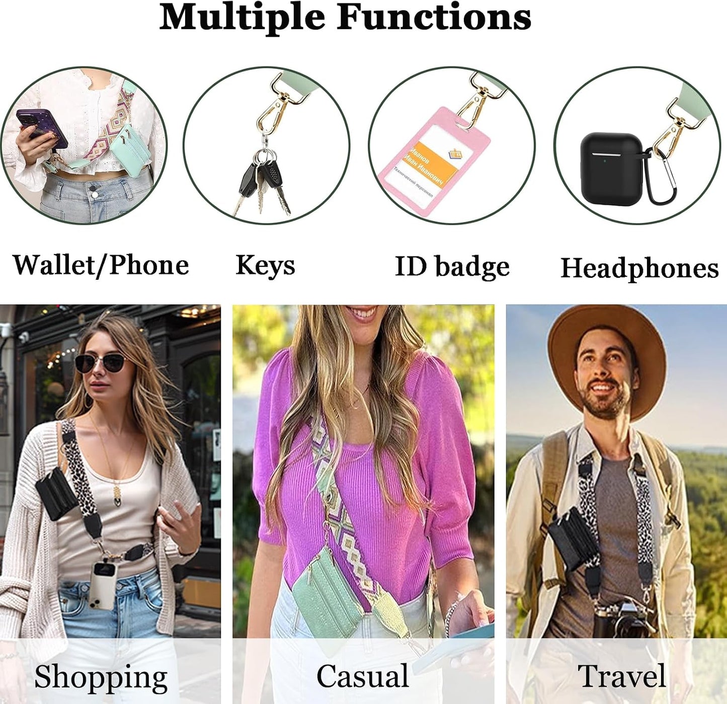 Adjustable Crossbody Phone Holder for Women - Stylish Pouch with Zipper