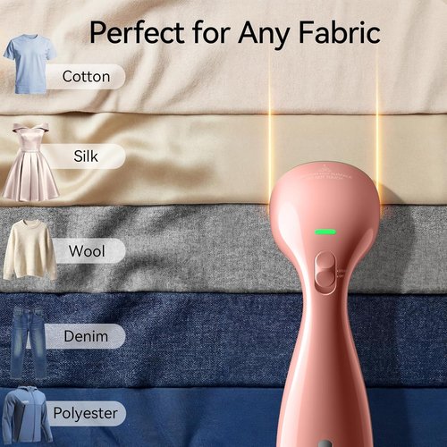 HiLIFE Clothes Steamer - 1100W Fast Wrinkle Removal, 300ml Tank, Portable & Easy to Use - Pink