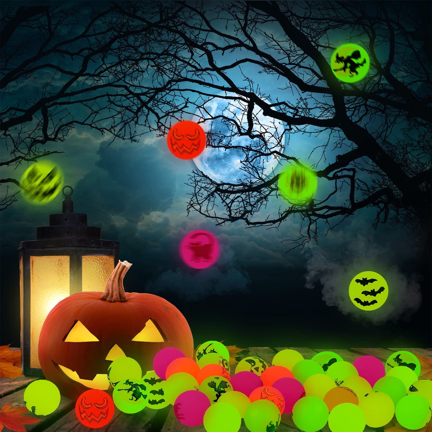 Deekin 500 Pcs Halloween Bouncing Ball, Glow in the Dark Bouncy Party Favors Supplies, Small Bouncy Balls, Rubber Halloween Balls for Boys and Girls Birthday Party Gifts Game Prizes, 0.98 Inch