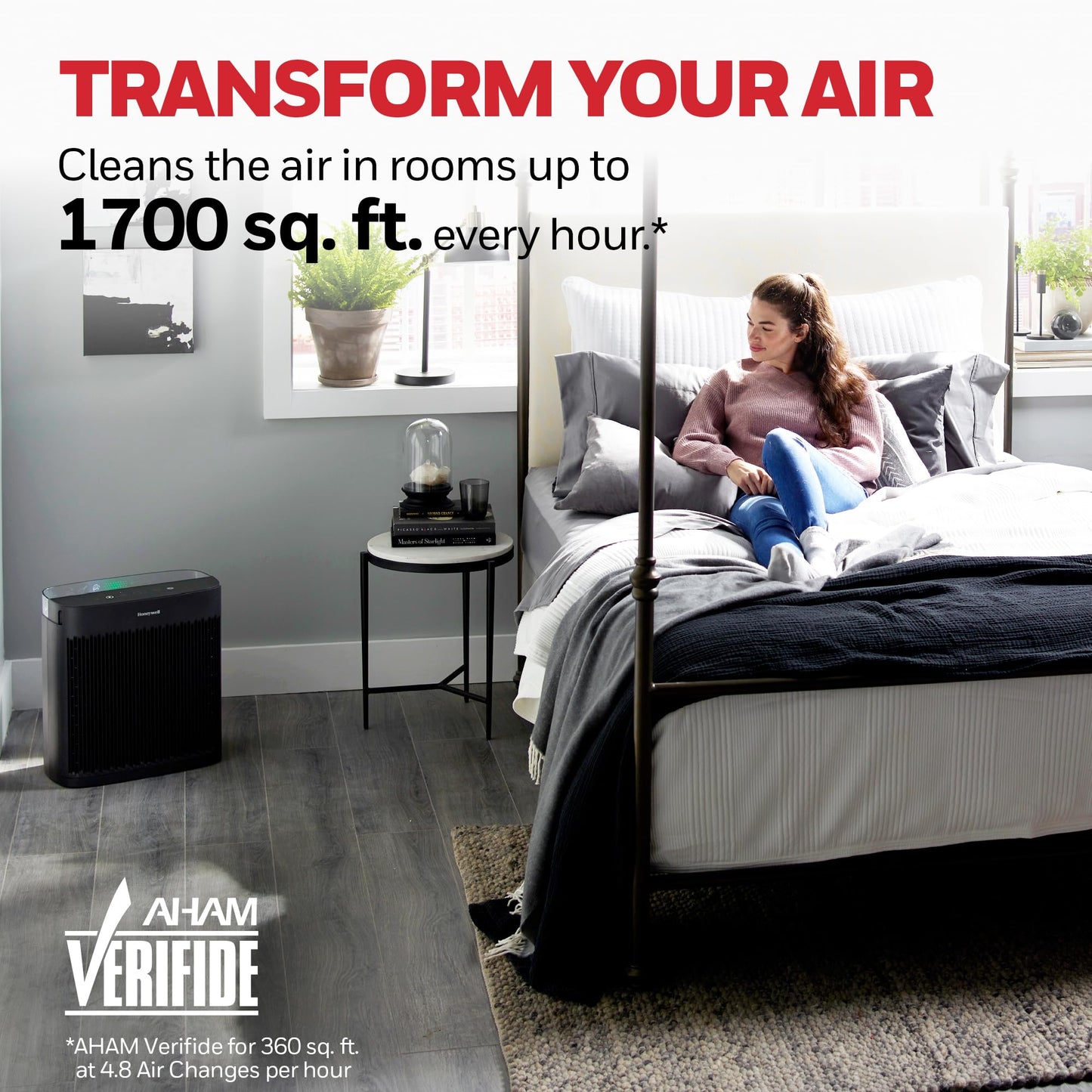 Honeywell HEPA Air Purifier for Home, Large Rooms Up To 1700 ft² in 1 hr, Air Quality Indicator, Auto Mode, Reduces Allergens, Dust, Pollen, Smoke, Pet Dander, Black, HPA5200