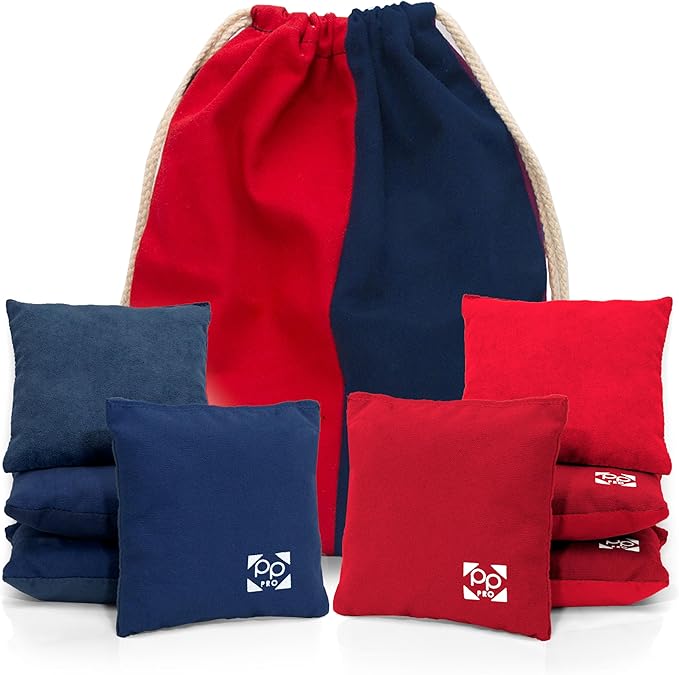 Professional Cornhole Bags - Set of 8 Regulation All Weather Double Sided - Sticky Side/Slick Side Bean Bags for Pro Corn Hole Game